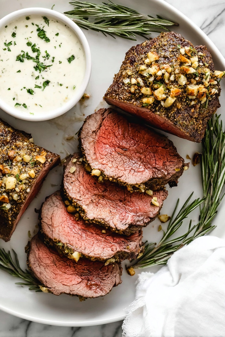Herb Garlic Butter Beef Tenderloin Recipe - Serving