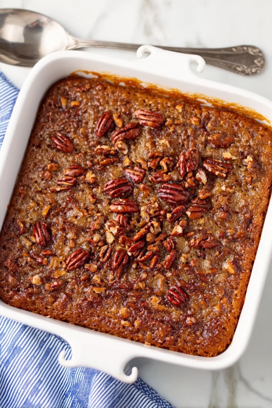 Pumpkin Dump Cake with Pecans Recipe - Serving