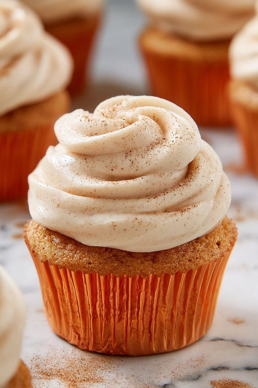 Pumpkin Spice Cupcakes with Cream Cheese Frosting Recipe - Serving