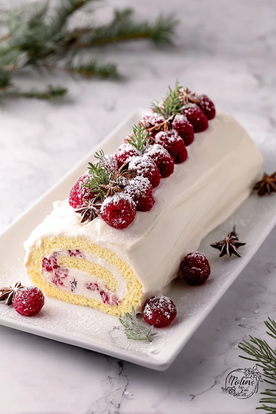 Raspberry Cake Roll with Cream Cheese Filling Recipe - Serving