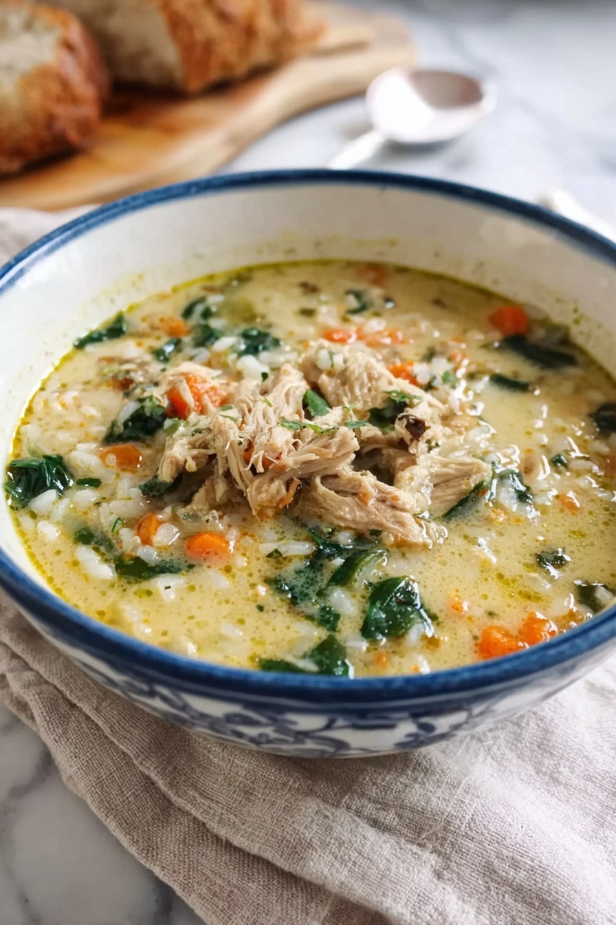 Lemon Chicken Soup with Rice and Kale Recipe - Serving