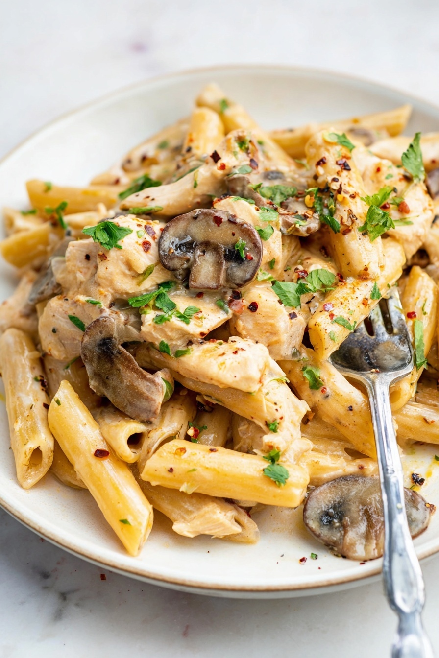 Creamy Chicken Marsala Pasta Recipe - Serving