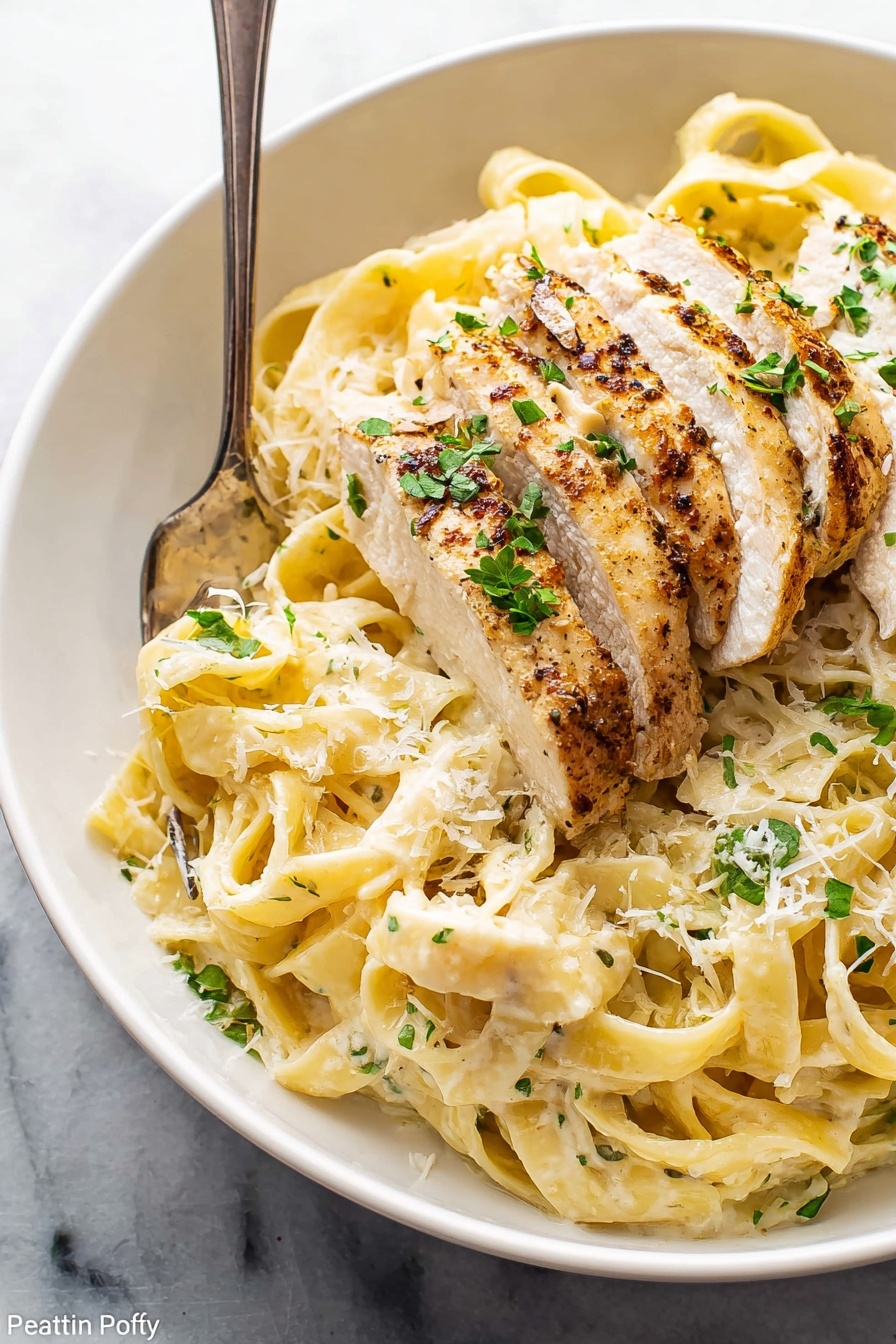 Creamy Chicken Alfredo Pasta Recipe - Serving