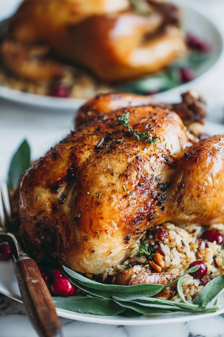Stuffed Cornish Hens with Apple Cranberry Glaze Recipe - Serving