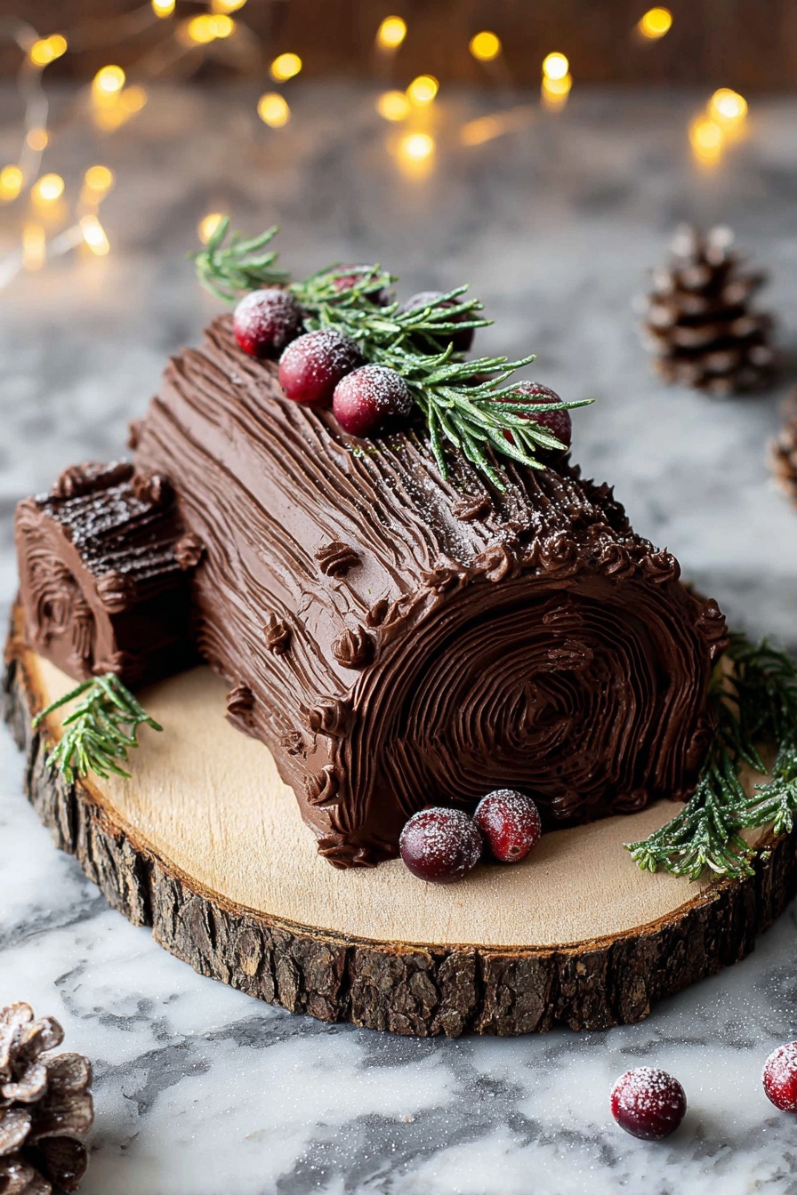 Vegan Chocolate Yule Log Recipe - Serving