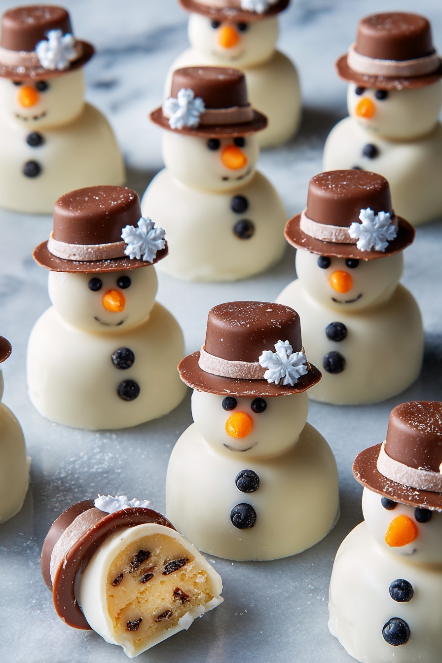 Snowman Cookie Dough Bites Recipe - Serving