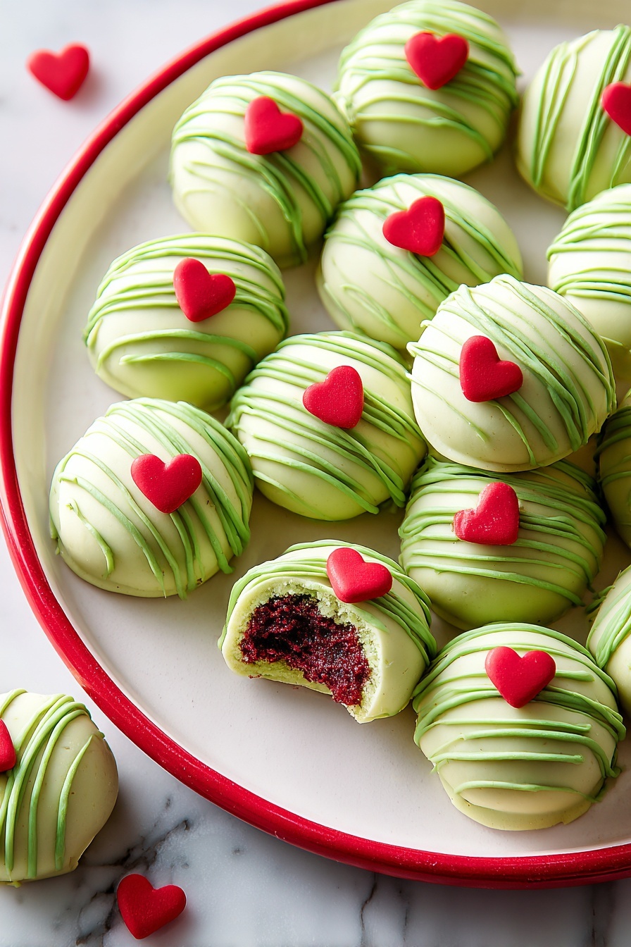 Grinchy Red Velvet Cake Bites Recipe - Serving