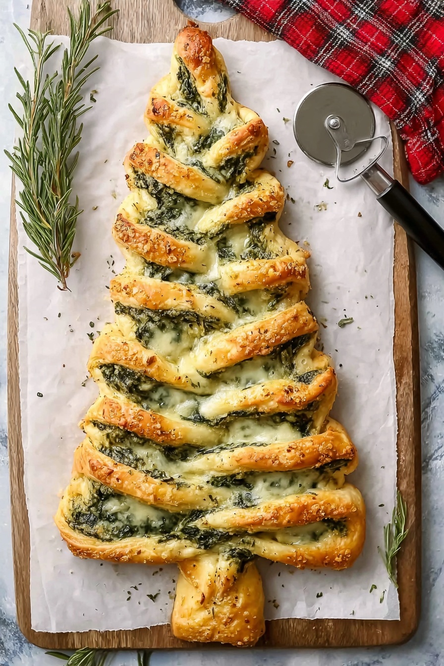 Cheese Spinach Christmas Tree Appetizer Recipe - Serving