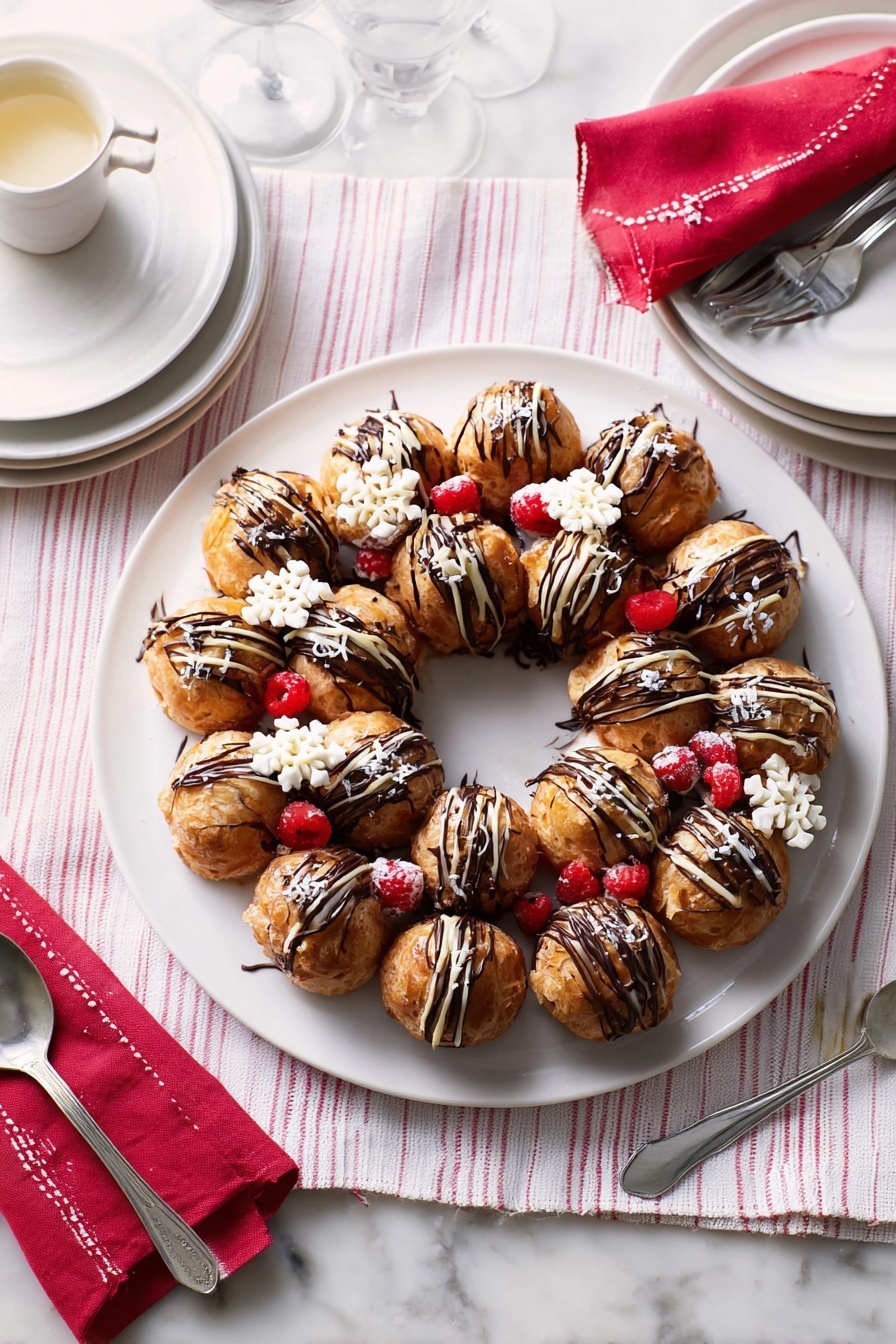Christmas Choux Wreath Recipe - Serving