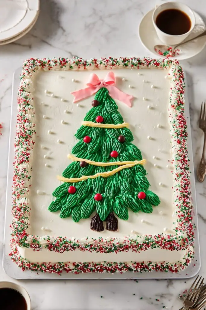 Festive Christmas Sheet Cake with Green Frosting Recipe