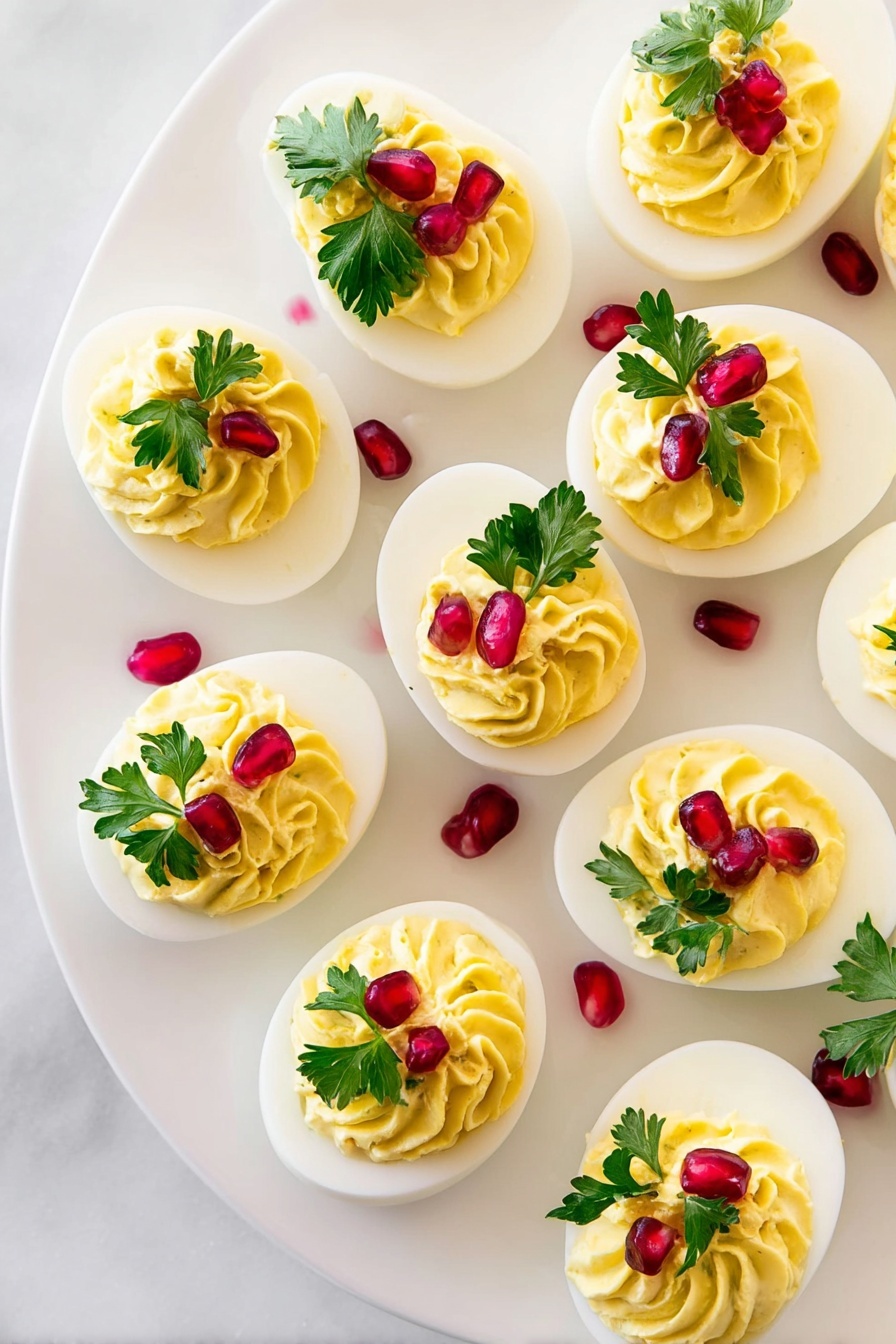 Christmas Deviled Eggs with Pomegranate Recipe - Serving