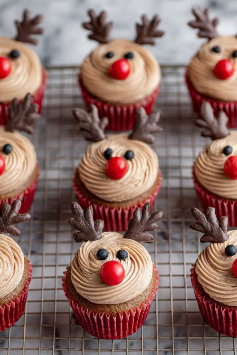 Reindeer Cupcakes with Chocolate Antlers Recipe
