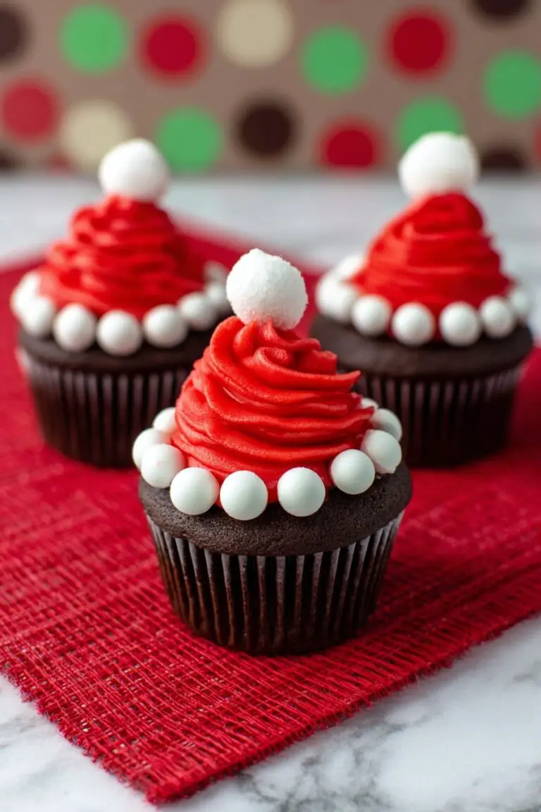 Santa Hat Cupcakes with Mini Marshmallows Recipe