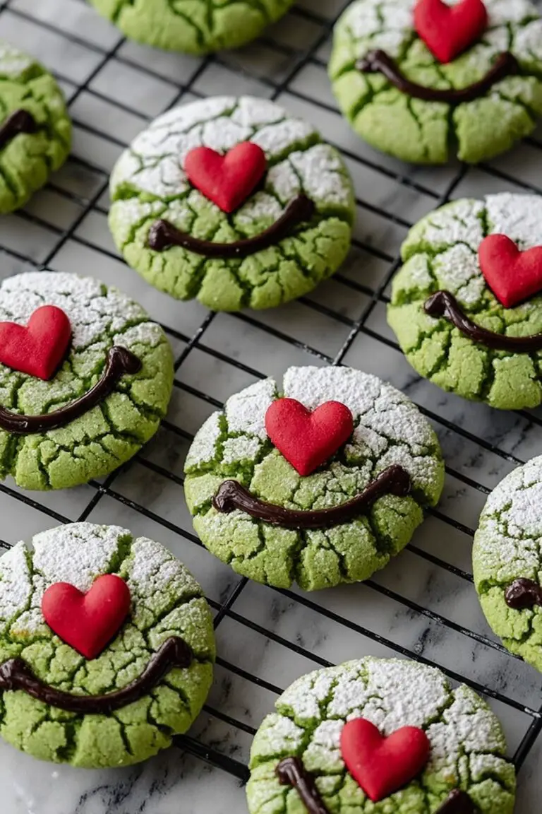 Grinch Crinkle Cookies with Chocolate Faces Recipe