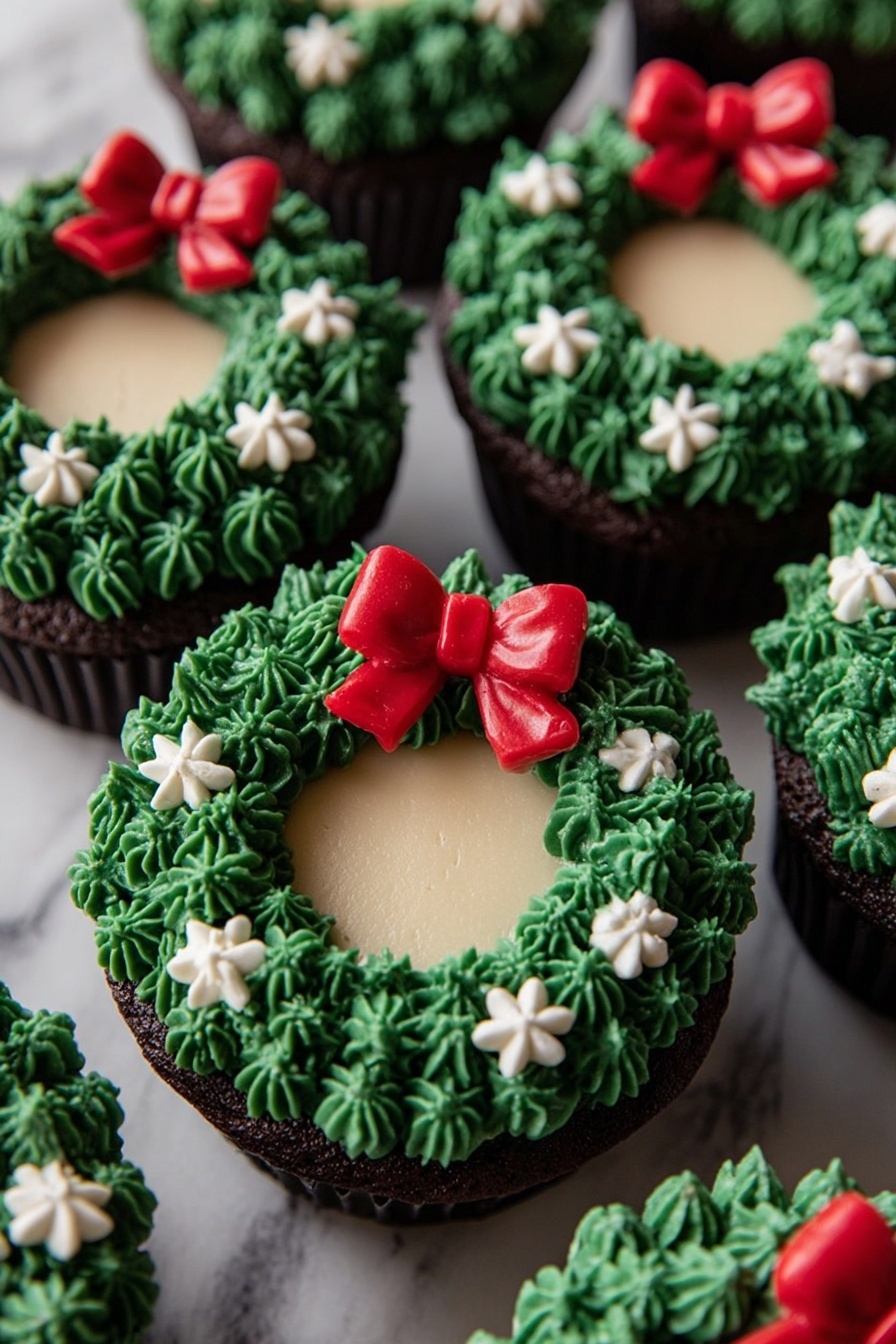 Chocolate Wreath Cupcakes Recipe - Serving