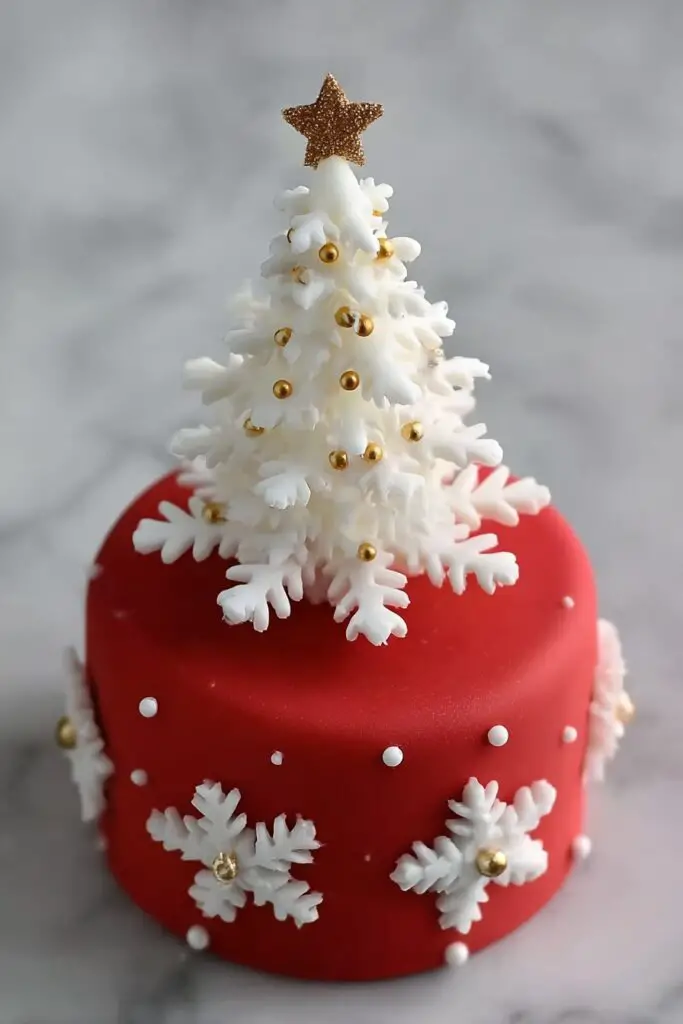Kerst Sneeuwvlok Fondant Taartje Recipe