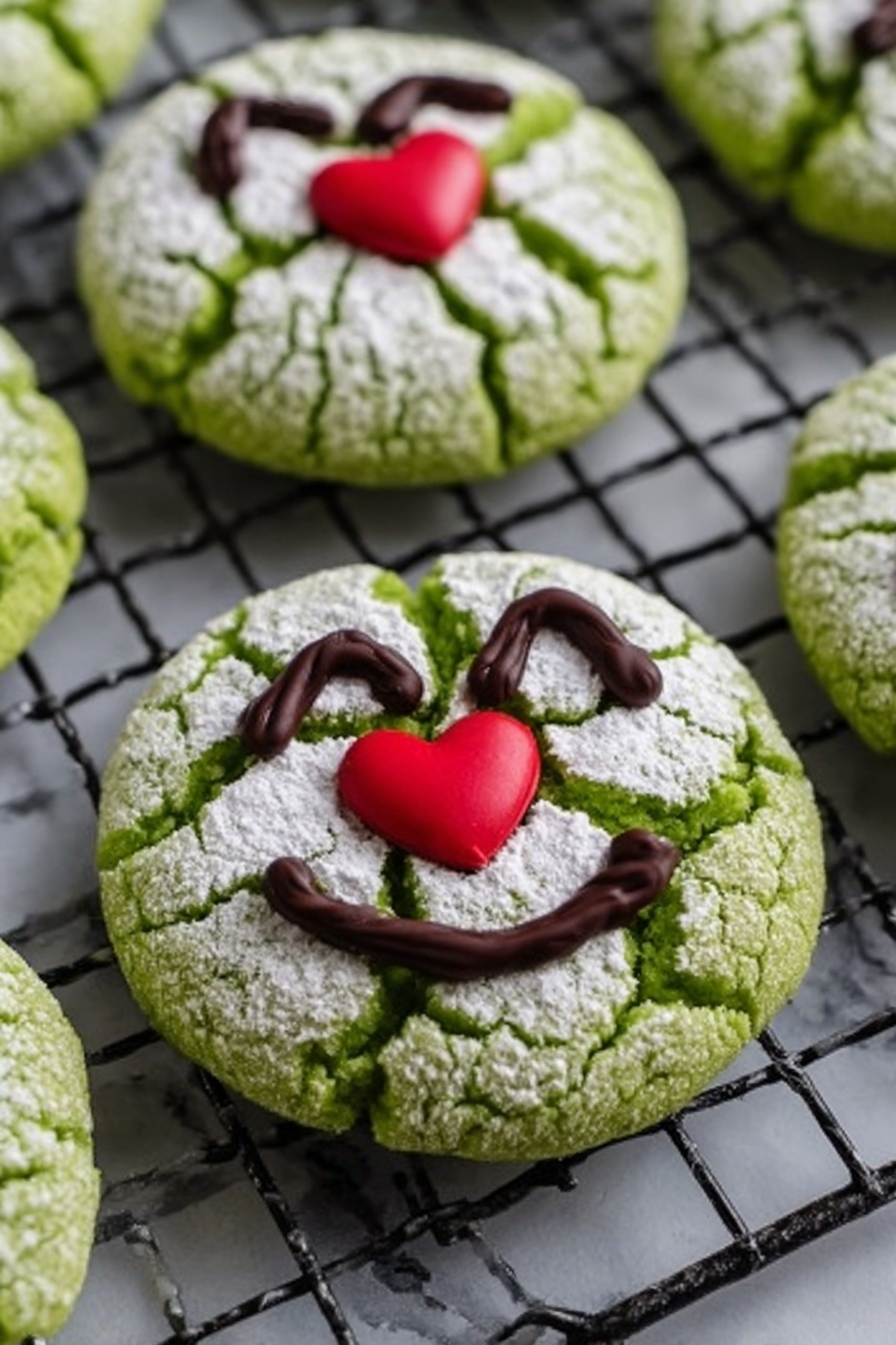 Grinch Crinkle Cookies with Chocolate Faces Recipe - Recipe Step