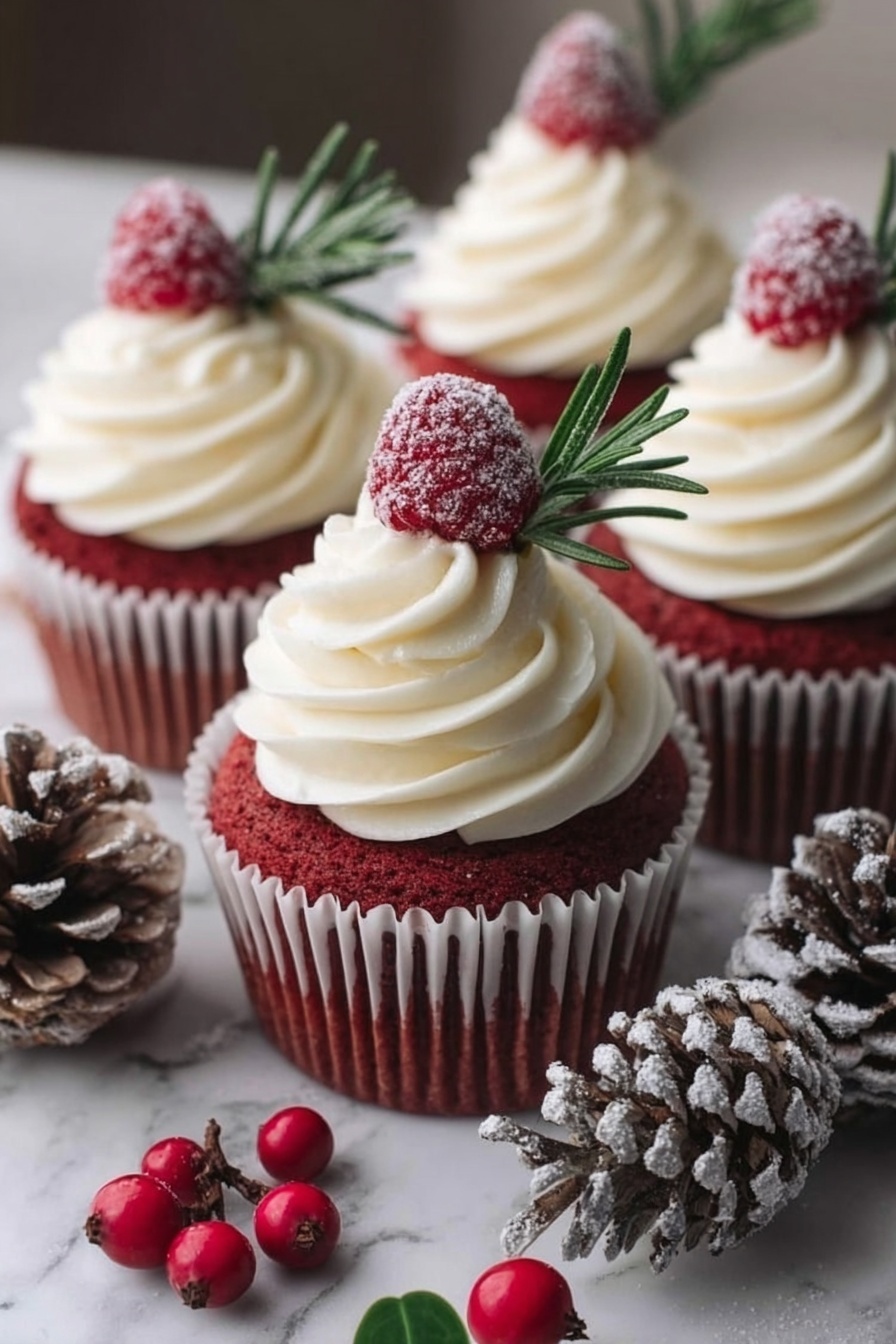 Festive Red Velvet Cupcakes Recipe - Serving