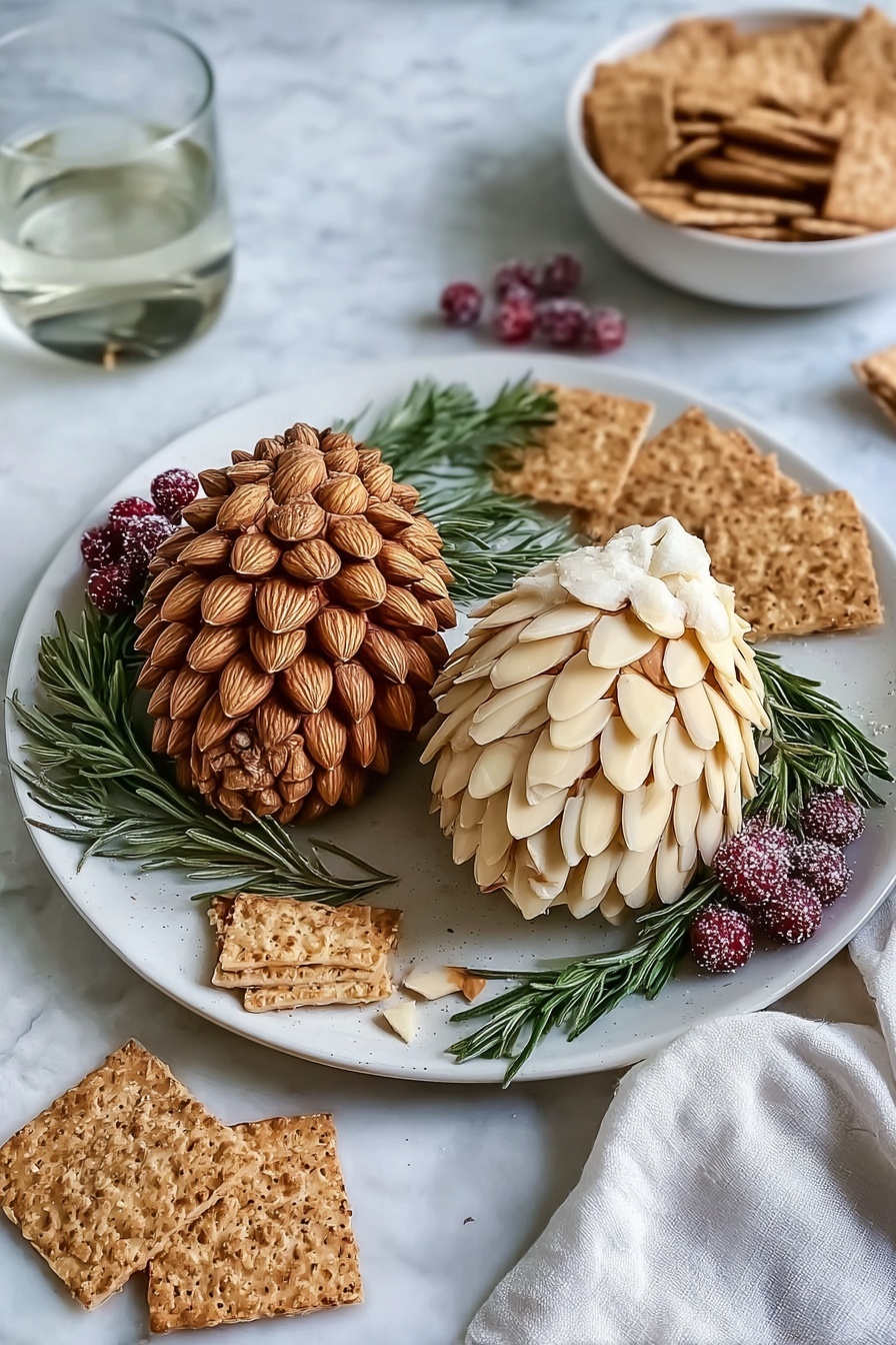 Pinecone Cheese Ball with Nuts and Rosemary Recipe - Serving