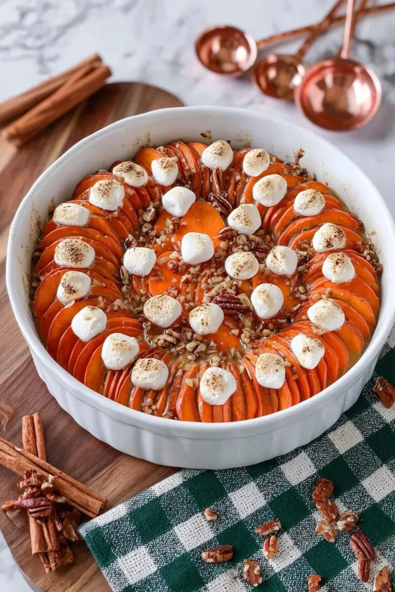 Sweet Potato Casserole with Pecans and Marshmallows Recipe