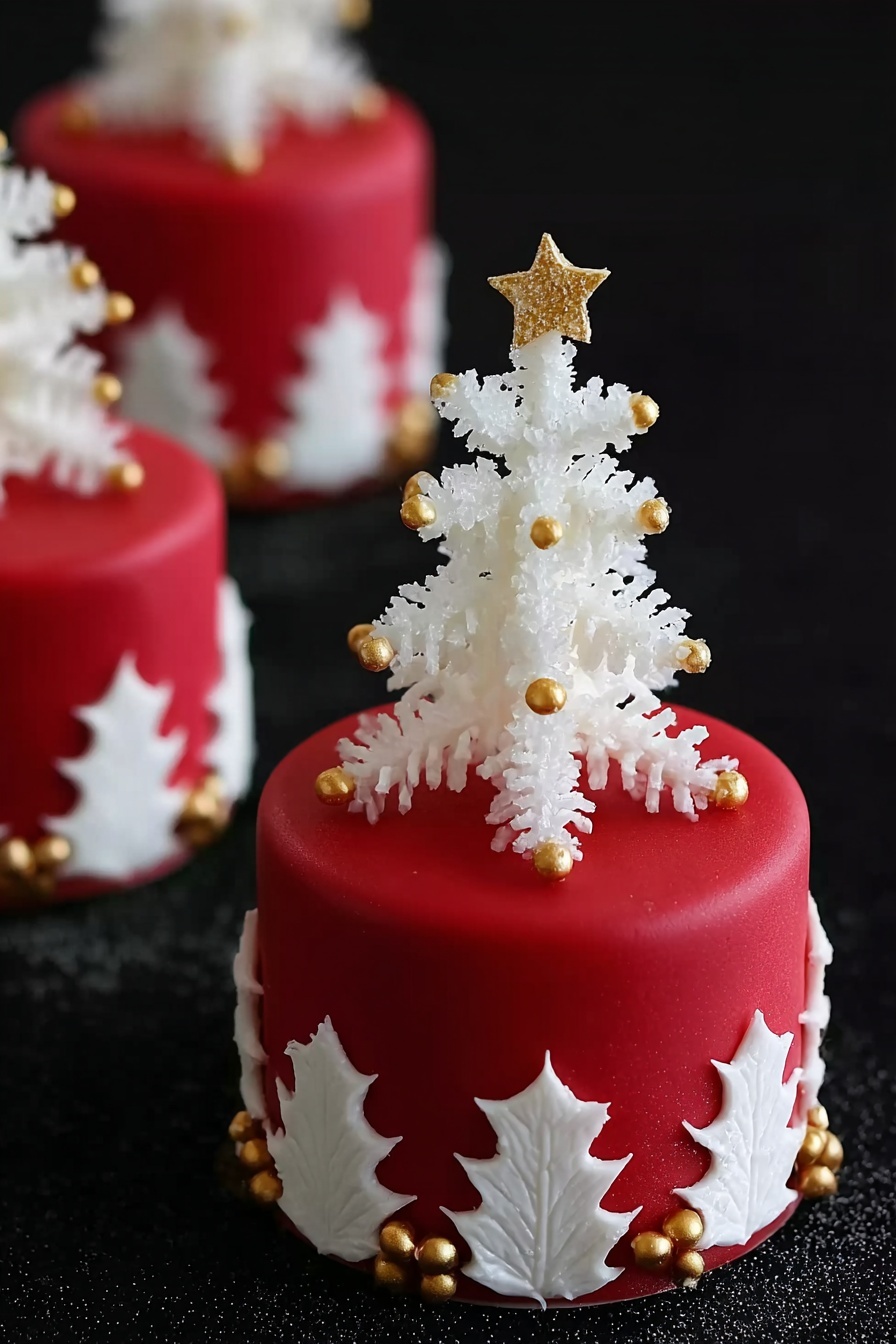 Kerst Sneeuwvlok Fondant Taartje Recipe - Serving