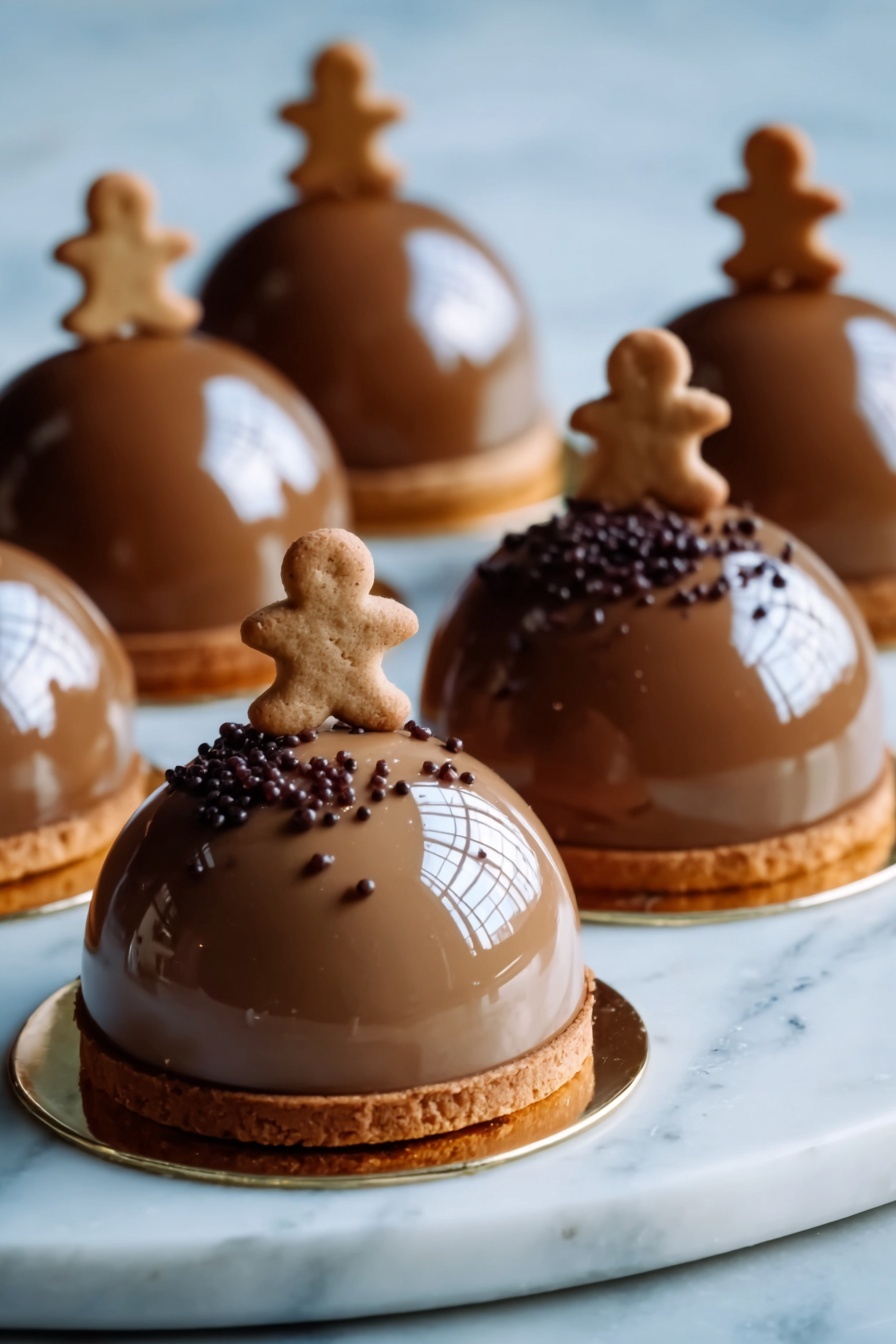 Chocolate Gingerbread Latte Mousse Domes Recipe - Serving