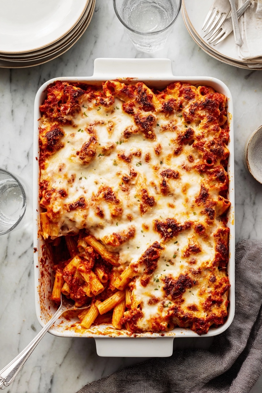 Creamy Sausage Baked Ziti Recipe - Serving
