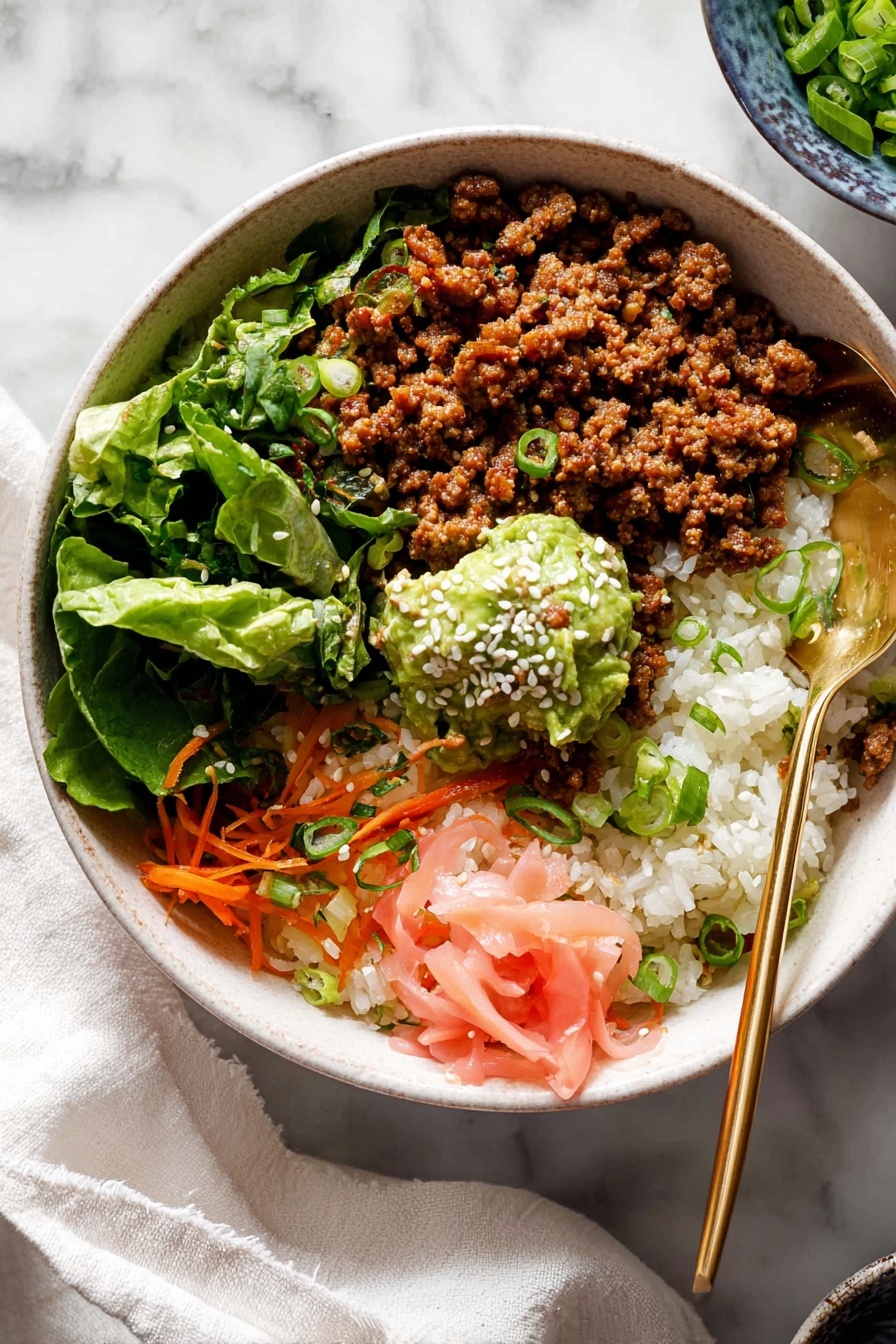 Korean Beef Bulgogi Rice Bowls Recipe - Serving