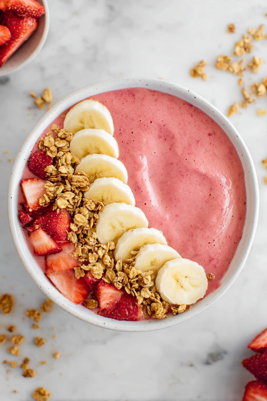 Healthy Strawberry Banana Smoothie Bowl Recipe - Serving