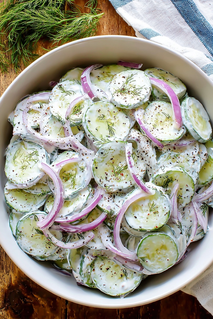 Creamy Cucumber Salad Recipe - Serving